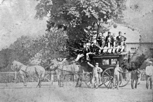 Upminster Cricket Club team outing, early 1860s - outside Wilson's premises (pic: LB Havering Local Studies)